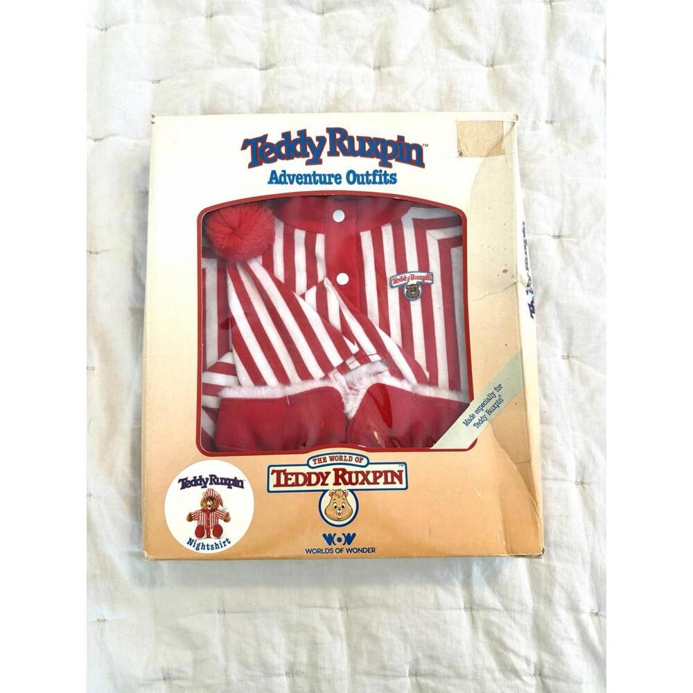 Vintage 80's Teddy Ruxpin Adventure Outfits Night Shirt Nightcap Slippers NFRB
